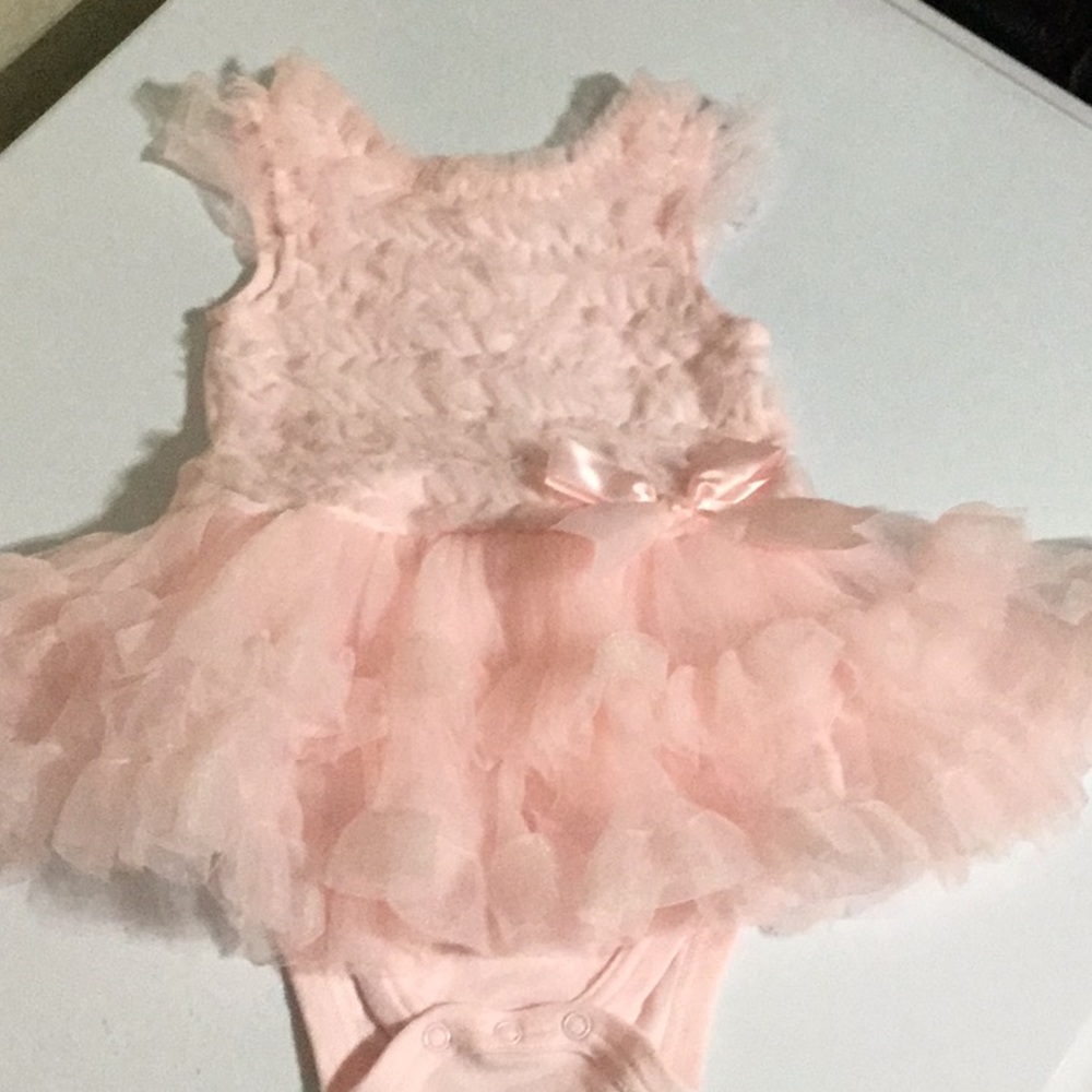 Size 9 months Baby Essential Flouncy Onesie with Satin Ribbon EUC